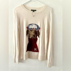 Banana Republic Pilot Aviator Dog Intarsia 100% Cotton Sweater Size M. LIKE NEW!